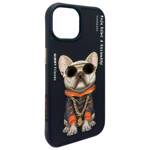 Nimmy etui iPhone 15 6.1" czarny/black    Glasses Cool Dog