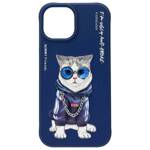 Nimmy etui iPhone 15 6.1" niebieski/blue  Glasses Cool Cat