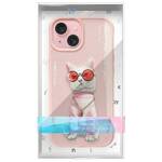 Nimmy etui iPhone 15 6.1" różowy/pink     Glasses Cool Cat