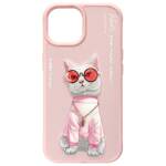 Nimmy etui iPhone 15 6.1" różowy/pink     Glasses Cool Cat