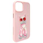 Nimmy etui iPhone 15 6.1" różowy/pink     Glasses Cool Cat