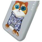 Nimmy etui iPhone 15 6.1" szary/gray      Glasses Cool Cat