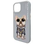 Nimmy etui iPhone 15 6.1" szary/gray      Glasses Cool Dog