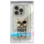 Nimmy etui iPhone 15 Pro 6.1" szary/gray  Glasses Cool Dog