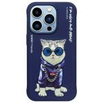 Nimmy etui iPhone 15 Pro Max 6.7"         niebieski/blue Glasses Cool Cat