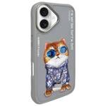 Nimmy etui iPhone 16 6.1" szary/gray      Glasses Cool Cat