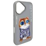 Nimmy etui iPhone 16 6.1" szary/gray      Glasses Cool Cat