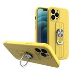 RING CASE SILICONE CASE WITH FINGER GRIP AND STAND FOR IPHONE 11 PRO YELLOW