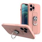 RING CASE SILICONE CASE WITH FINGER GRIP AND STAND FOR XIAOMI POCO X4 PRO 5G PINK