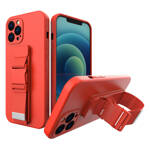 ROPE CASE GEL TPU AIRBAG CASE COVER WITH LANYARD FOR IPHONE 12 PRO MAX RED