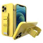 ROPE CASE GEL TPU AIRBAG CASE COVER WITH LANYARD FOR SAMSUNG GALAXY A22 5G YELLOW