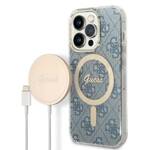 SET GUESS GUBPP14LH4EACSB CASE+ CHARGER IPHONE 14 PRO 6.1 "BLUE/BLUE HARD CASE 4G PRINT MAGSAFE