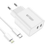 TECH-PROTECT C35W 2-PORT NETWORK CHARGER PD35W + LIGHTNING CABLE WHITE