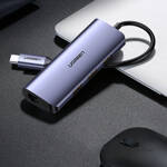 UGREEN MULTIFUNCTIONAL ADAPTER HUB USB TYPE C - 3 X USB / ETHERNET RJ-45 / MICRO USB GRAY (CM252)