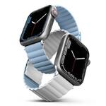 UNIQ pasek Revix Apple Watch Series 1/2/3/4/5/6/7/8/9/SE/SE2/Ultra/Ultra 2 42/44/45/49mm. Reversible Magnetic biały-niebieski/white-blue