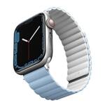 UNIQ pasek Revix Apple Watch Series 1/2/3/4/5/6/7/8/9/SE/SE2/Ultra/Ultra 2 42/44/45/49mm. Reversible Magnetic biały-niebieski/white-blue