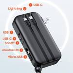 USAMS Powerbank PB63 3in1 10000mAh 20W Quick Charge US+EU Plug + Cables USB-C/Lightning/MicroUSB czarny/black 10KCD17201 (US-CD172)