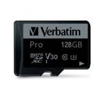 Verbatim Karta microSD 128GB + adapter Pro U3 czarny/black 47044