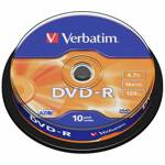 Verbatim Płyta DVD-R 4.7GB 16x AZO        srebrny/silver 10szt 43523