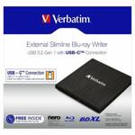 Verbatim Zewnętrzna nagrywarka Slimline Blu-ray + kabel USB-C/USB-A czarny/black 43889