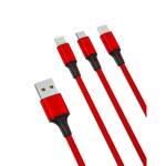 XO Cable NB173 3in1 USB - Lightning + USB -C + MicroUSB 1.2 m 2.4a red