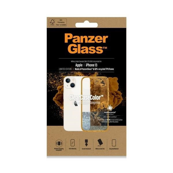 PanzerGlass ClearCase iPhone 13 / 14 / 15 6.1" Antibacterial Military grade Tangerine 0333