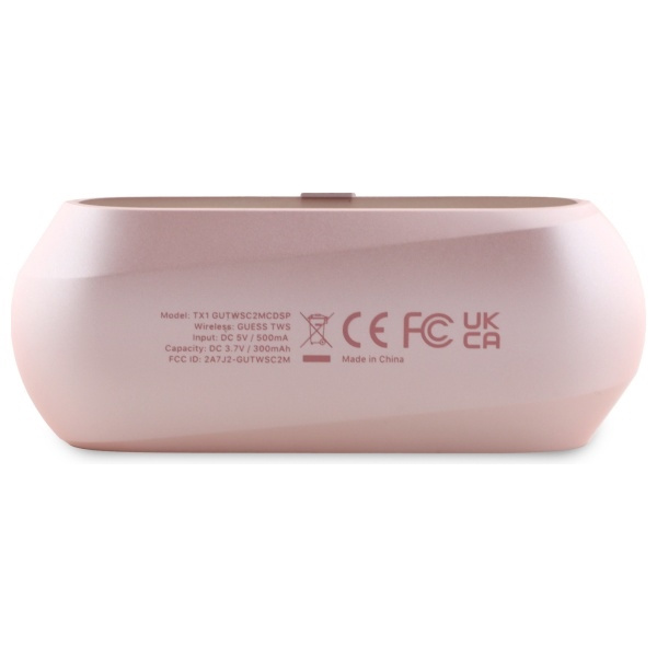 Guess słuchawki Bluetooth GUTWSC2MCDSP   TWS + stacja dokująca różowy/pink Elongated Metalic Printed Logo