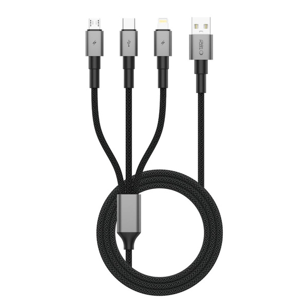 TECH-PROTECT ULTRABOOST DNA 3IN1 LIGHTNING & TYPE-C & MICRO-USB CABLE 3A 120CM IRON GREY