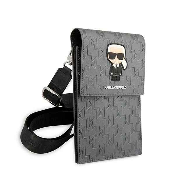 KARL LAGERFELD PURSE KLWBSAMIPG SILVER/SILVER ICONIK KARL MONOGRAM PATCH