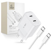 TECH-PROTECT C20W 2-PORT NETWORK CHARGER PD20W + TYPE-C CABLE WHITE