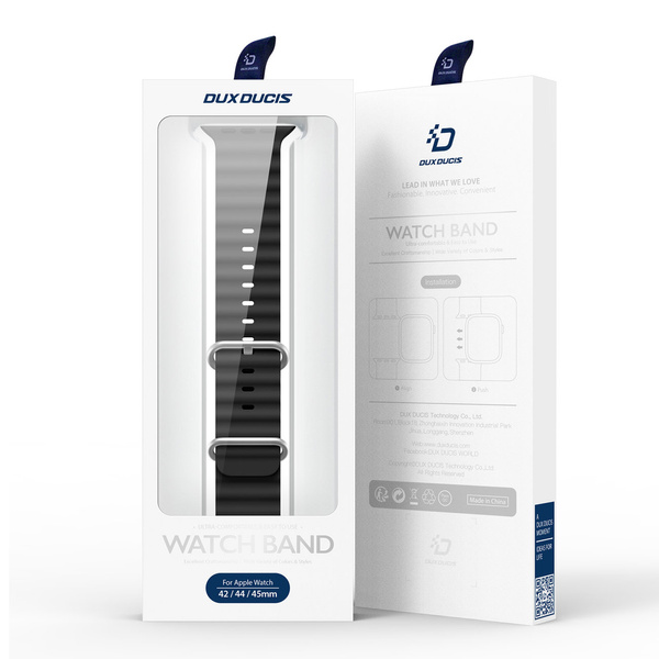 Dux Ducis Strap pasek Watch 9 / 8 / 7 / 6 / 5 / 4 / 3 / 2 / SE (45 / 44 / 42mm) silikonowa opaska bransoletka czarny (OceanWave Version)