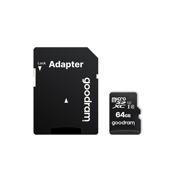 Goodram Microcard 64 GB micro SD XC UHS-I class 10 memory card, SD adapter (M1AA-0640R12)