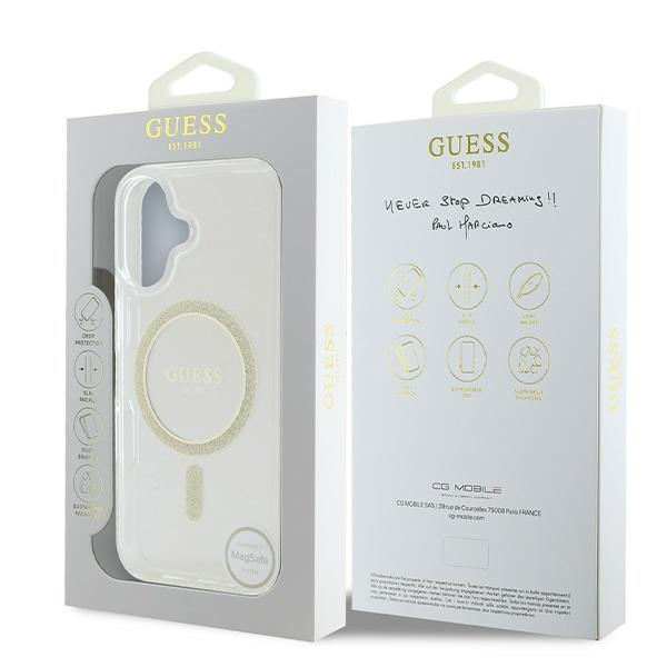 Guess GUHMP16SHFGERET iPhone 166.1" przeźroczysty/transparent hardcase IML Glitter Circle MagSafe
