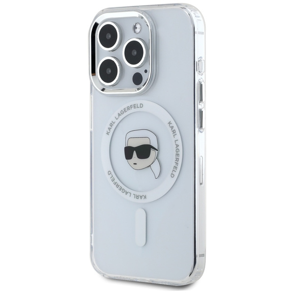 Etui Karl Lagerfeld IML Metal Karl Head   MagSafe do iPhone 15 Pro biały