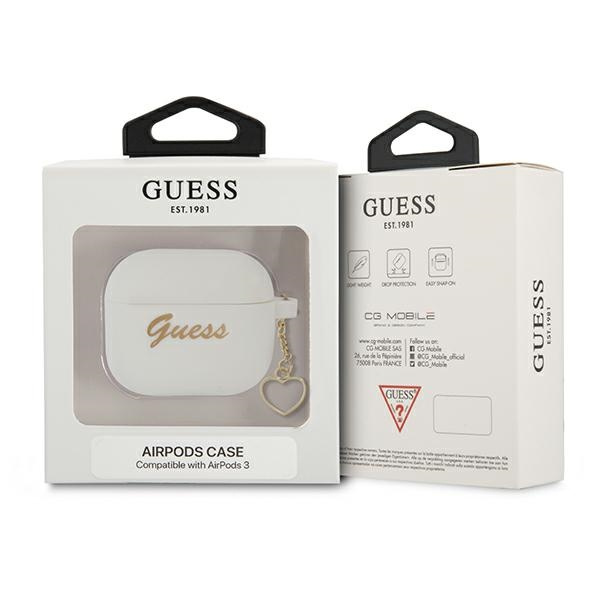 Guess GUA3LSCHSH AirPods 3 coverbiały/white Silicone Charm Heart Collection