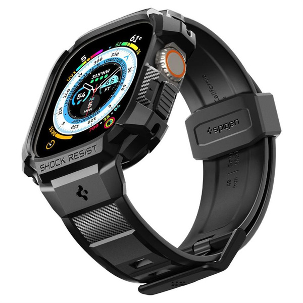 Etui z paskiem Spigen Rugged Armor Pro na Apple Watch Ultra (49 mm) - czarne