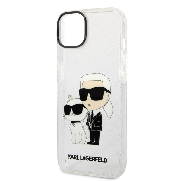 Karl Lagerfeld Glitter Karl&amp;Choupette case for iPhone 14 Plus - transparent