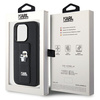 Karl Lagerfeld Gripstand Saffiano Karl&amp;Choupette Pins case for iPhone 13 Pro / 13 - black