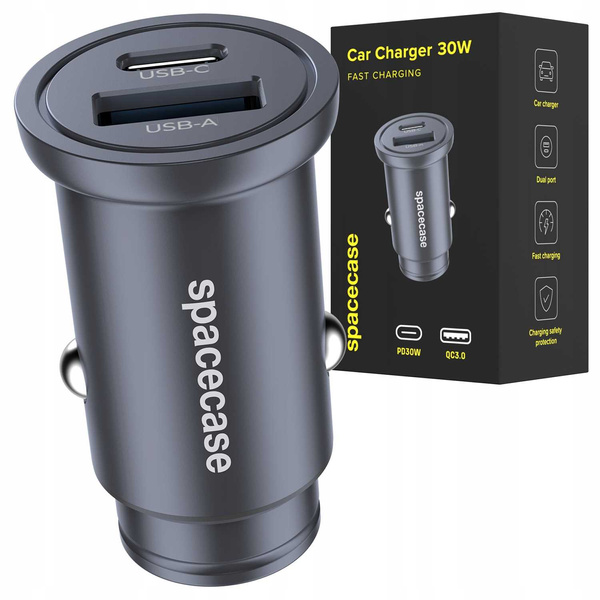 Spacecase Ładowarka samochodowa Car Charger 30W Dual Port C30AC-11 black