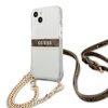 Guess GUHCP13SKC4GBGO iPhone 13 mini5,4" Transparent hardcase 4G Brown Strap Gold Chain
