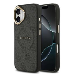 Guess PU Leather 4G Gold Frame MagSafe Case for iPhone 17 Black