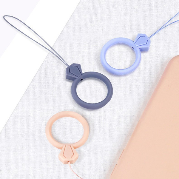 SILICONE PHONE LANYARD RING DIAMOND  RED