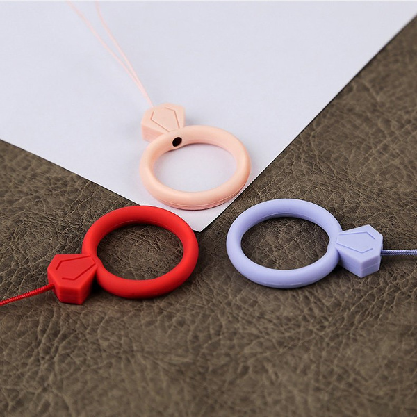 SILICONE LANYARD FOR THE PHONE DIAMOND RING PENDANT FOR A FINGER YELLOW
