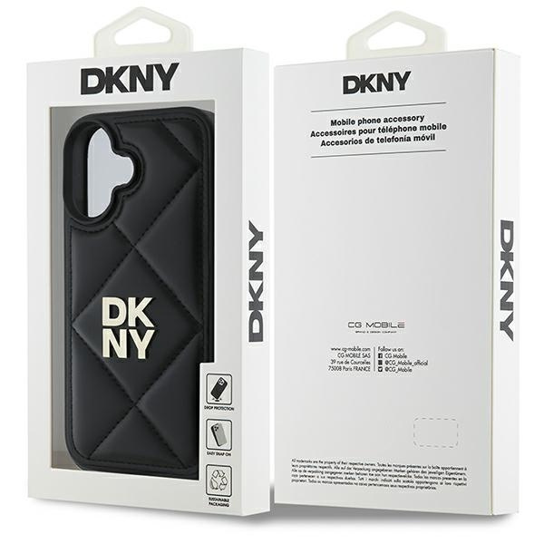 DKNY DKHCP16SPQDSLK iPhone 16 6.1"czarny/black Quilted Stack Logo