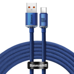 BASEUS CRYSTAL SHINE CABLE USB TO USB-C, 5A100W1.2M (BLUE)