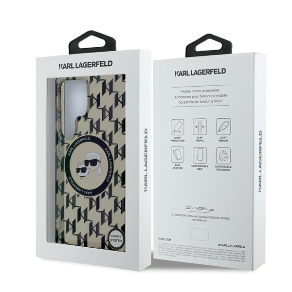 Etui Karl Lagerfeld Button Karl &        Choupette Heads On KL Pattern MagSafe do Samsung Galaxy S25 Ultra czarny