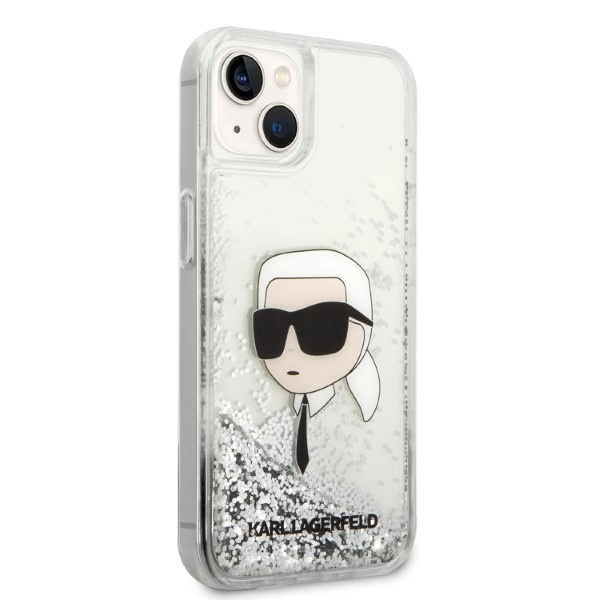 KARL LAGERFELD KLHCP14SLNKHCH IPHONE 14 / 15 / 13 6,1" SREBRNY/SILVER HARDCASE GLITTER KARL HEAD