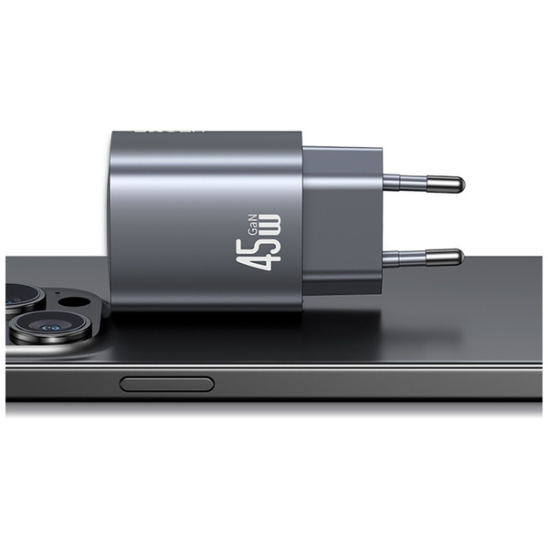 Ładowarka sieciowa USAMS CC290 T66 45W   GaN 1xUSB-A 1xUSB-C srebrny