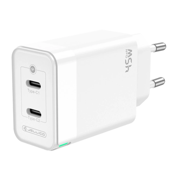 JELLICO ładowarka sieciowa C106 GaN PD 45W 2xUSB-C Biały