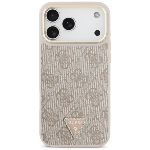 Etui Guess 4G Triangle Logo & Big Strap  Metal Buttons MagSafe do iPhone 17 Pro Max różowy